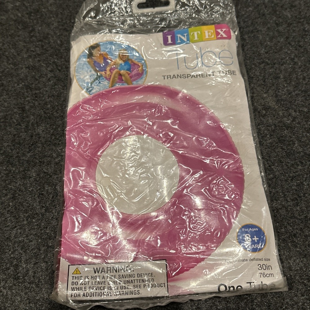Intex 59260EP Transparent Pink Inflatable Swim Tube Age 8+ Pink 30 Inch